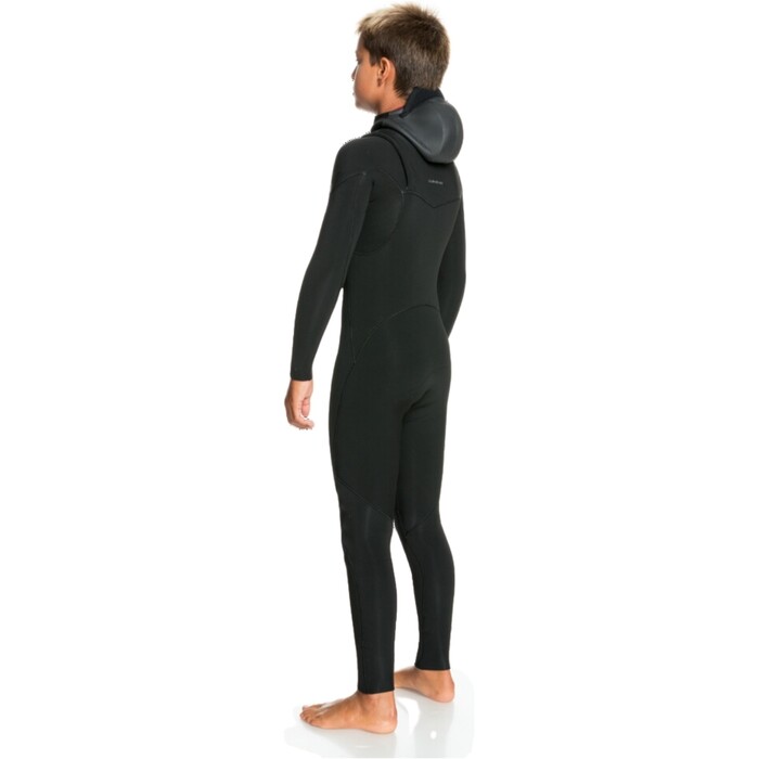 2024 Quiksilver Junior Everyday Sessions 4/3mm Chest Zip Con Capucha Neopreno EQBW203007 - Black